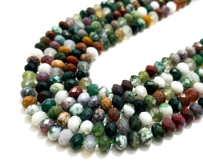 Natural Bloodstone Faceted Rondelle 4mm x 5mm Gemstone Beads - RDF27