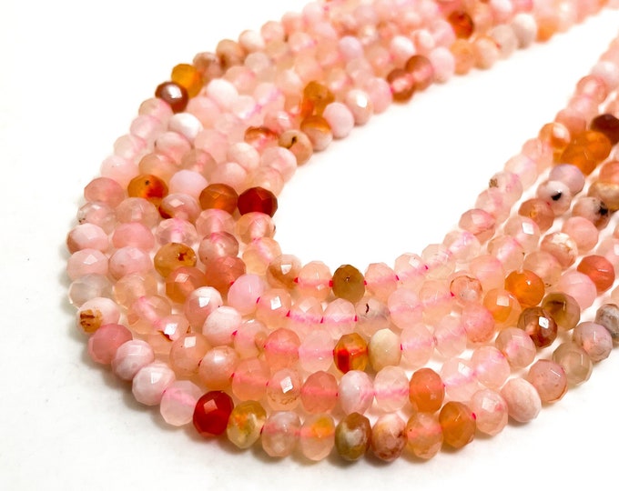 Natural Cherry Fire Quartz Faceted Rondelle 4mm x 5mm Gemstone Beads - RDF33