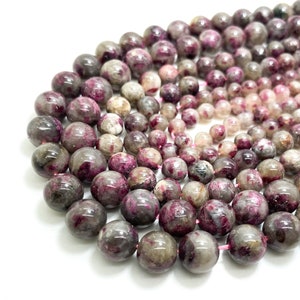Pink Tourmaline Beads, Natural Light Purple Pink Tourmaline Smooth Polished Gemstone Beads - 6mm 8mm 10mm - RN132