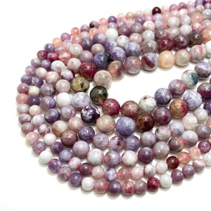 Genuine Natural Brown Purple Tourmaline Semi Transparent Polished Smooth Round 6mm 8mm 10mm Gemstone Beads RN56