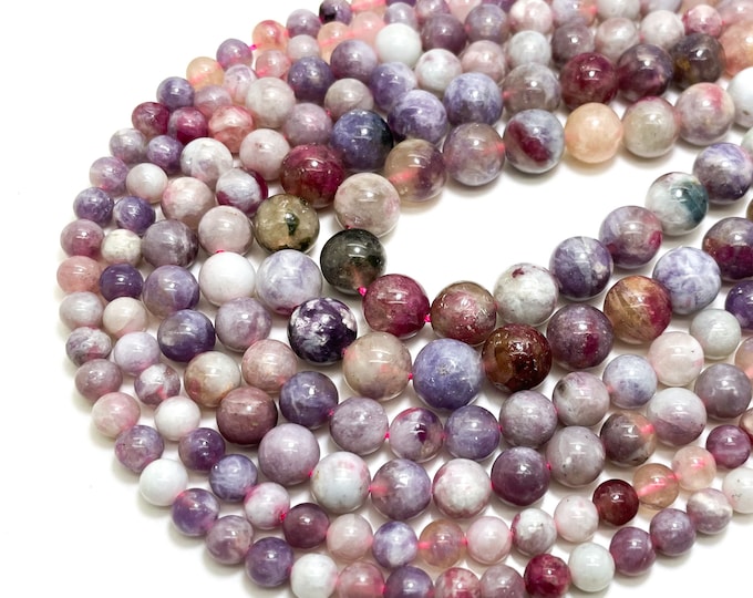 Genuine Natural Brown Purple Tourmaline Semi Transparent Polished Smooth Round 6mm 8mm 10mm Gemstone Beads RN56