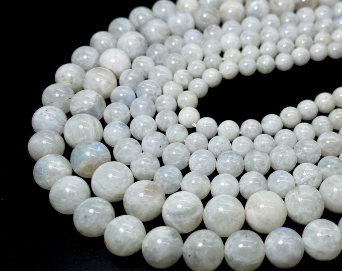 Natural Moonstone , High Quality AAA Moonstone Smooth Polished Round Sphere Gemstone Beads - PG02