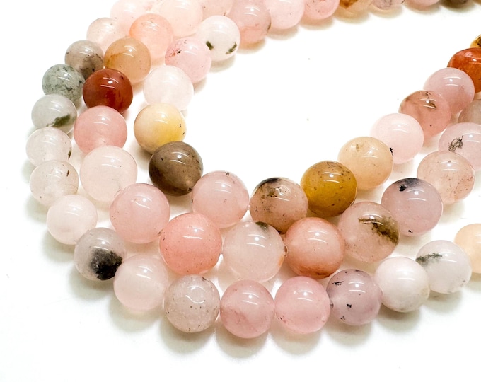 Pink Cherry Agate Smooth Polished Round 8mm 10mm Gemstone Jewelry Making Beads - RN199A