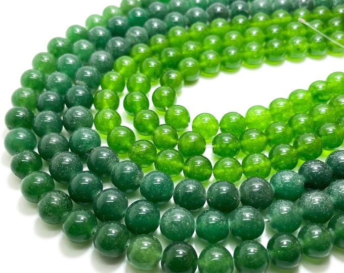 Green Jade, Smooth Polished Round 10mm Jade Sphere Round Gemstone Beads - Full 15.5" Strand - RN44