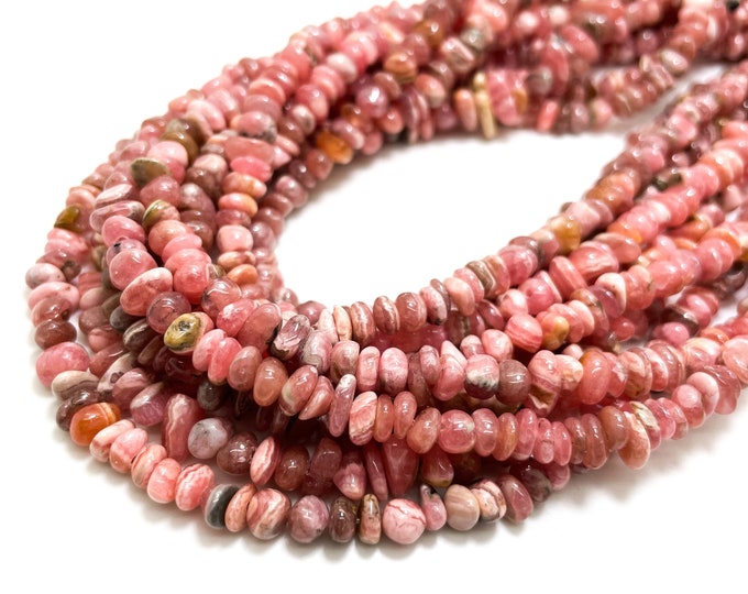 Natural Rhodochrosite Beads, Pink Rhodochrosite Polished Small Chips Nugget Pebble Gemstone Beads - PGS125