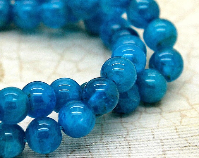 Blue Apatiet Beads, Grade AAA High Quality Natural Apatite Round Smooth Sphere Gemstone Beads - RN03