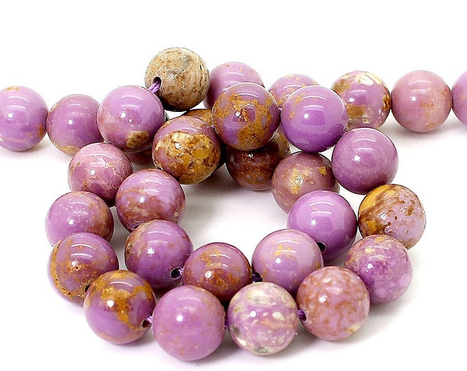 Genuine Smooth Phosphosiderite Natural Gemstone Round Ball Sphere Loose Beads Size 15.5 Inches Length
