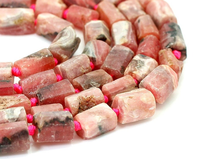 Natural Rhodochrosite Rough Cut Nugget Cube Chips Loose Gemstone Assorted Size Beads - PGS328