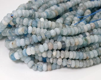 . Moss Aquamarine Faceted Roundelle Beads Size 6 mm String Length 16/'/' Inch Total String 1 ...