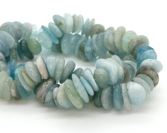 12-14MM AQUAMARINE GEMSTONE STICK PEBBLE CHIP LOOSE BEADS 16/"