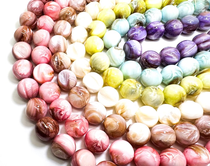 Iridescent Multi-color White Blue Lime Pink Mother of Pearl MOP Shell Smooth Polished Rough Round Beads RN13