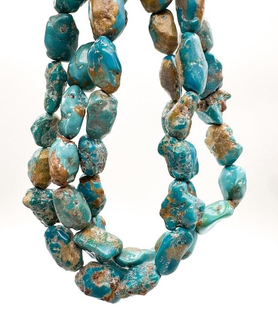 Genuine Arizona Kingman Turquoise Nuggets Large 18mm Giant 35mm Organic Blue Stone High-Quality Gemstone Beads Artisan Jewelry Supply WHTQ3