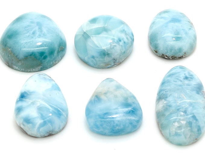 Natural Dominican Larimar Cabochon - Chips Rock Smooth Stone Gemstone Round Pear Tear Oval Beads for Ring Necklace Pendant Jewelry - PGL103