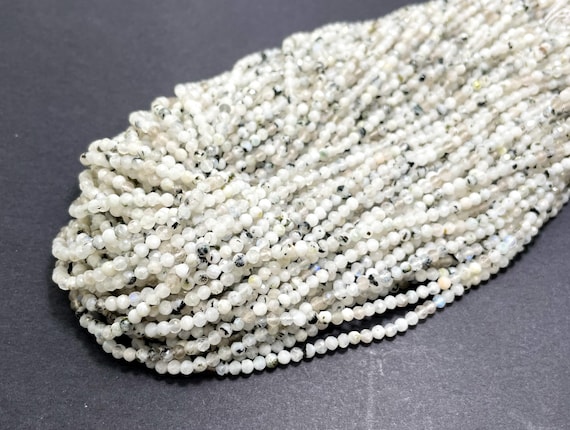 Natural Moonstone Beads, Natural Moonstone Small Faceted Round Ball Sphere 3mm Gemstone Beads - RNF70