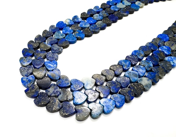 Natural Lapis Lazuli Heart Beads: Deep Blue 4mm 6mm 8mm Gemstone, Wisdom Stone, Jewelry Making - PGS411