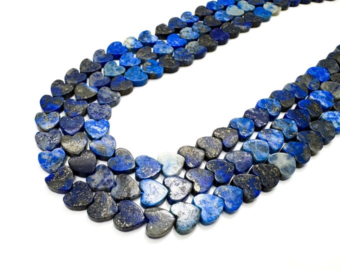 Lapis Lazuli Heart Beads: Deep Blue Gemstone, Wisdom Stone, Jewelry Making