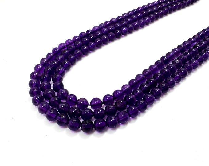 Natural AAA Amethyst Round Beads 4mm Polished Purple Gemstone for Jewelry Making - RN119