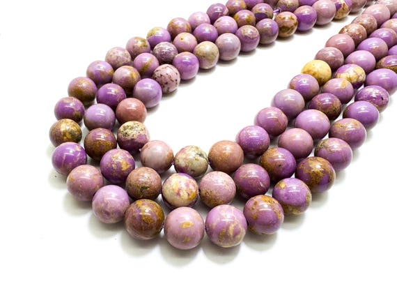 Genuine Smooth Purple Phosphosiderite Natural Gemstone Round Ball Sphere Beads RN64A