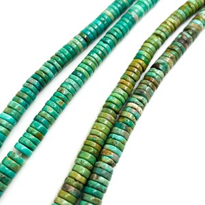 Natural Green/Blue Turquoise Polished Smooth Heishi Rondelle 2mm x 6mm Gemstone Beads PGS367 16 Strand image 2