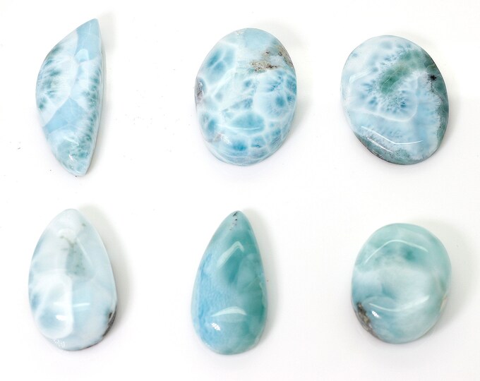 Natural Dominican Larimar Cabochon Chips Rock Stone Gemstone Variety Shape Flat Drop Pear Oval Beads for Pendant - PGL68