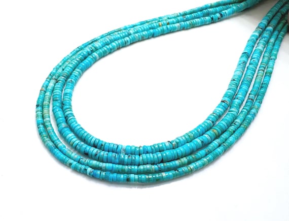 AAAA Natural Genuine Arizona Kingman Blue Turquoise Micro Heishi Tiny Disc Beads Precision Cut Micro Turquoise Spacer for Fine Jewelry PG93D