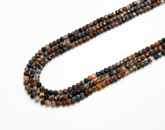 Multi Color Mixed Gemstone Faceted Rondelle Beads 3x4mm | Natural Earth Tone Gemstones | 15” Strand | Jewelry Making Supplies - RDF111