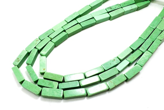 Green Howlite Rectangle Tube Stick Bricks Gemstone Beads 4mm x 4mm x 13mm - PGS210