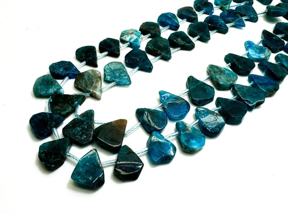 Natural Blue Apatite Teardrop Pear Smooth Polished Gemstone Beads - PGS172