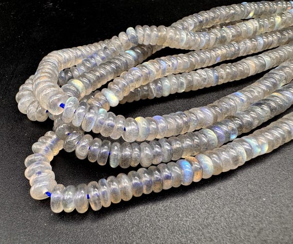Natural Genuine Flashy Rainbow Gray Labradorite Rondelle Beads 6mm Smooth Spacers Stone of Magic Transformation Gemstone Jewelry Making RD18