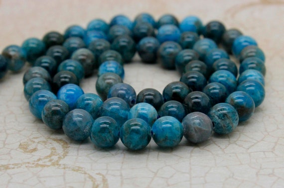 Natural Blue Apatite Beads Round Gemstone Beads 4mm 6mm 8mm 10mm, Teal Blue Apatite Jewelry Making Beads - PG23