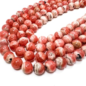 Pink Rhodochrosite Beads, Grade AAA High Quality Natural Rhodochrosite Smooth Round Gemstone Beads - PG03
