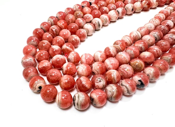 Pink Rhodochrosite Beads, Grade AAA High Quality Natural Rhodochrosite Smooth Round Gemstone Beads - PG03