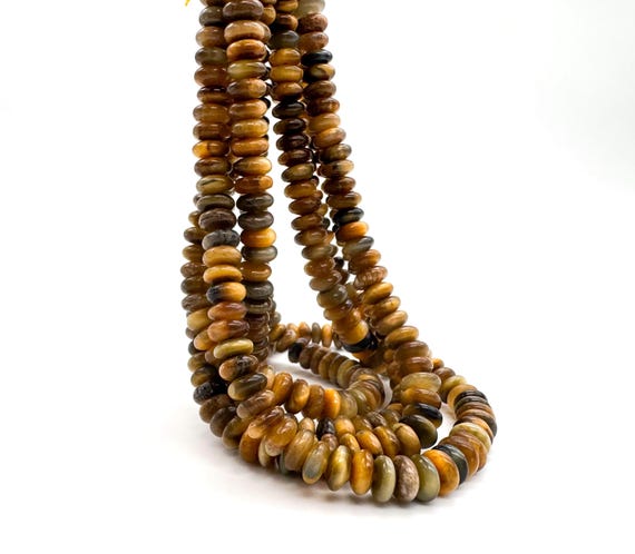Natural Golden Tiger Eye Rondelle Beads | 8mm | Brown Gold Tiger Eye Gemstone Beads | Full 15.5" Strand | Jewelry Making Supplies - PG156