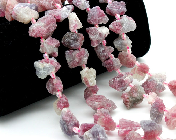 Natural Pink Tourmaline Beads, Raw Pink Tourmaline Chips Rough Cut Nugget Natural Gemstone Beads - PGS155