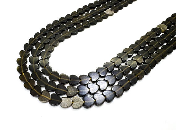 Natural Smoky Quartz Flat Heart Beads: 4mm 6mm 8mm Gemstone for Grounding Jewelry