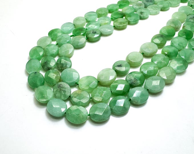 Natural Green Burma Jade Flat Faceted Oval Gemstone Beads - PGS96