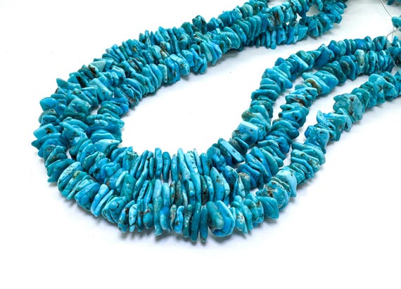Kingman Turquoise Thin Slab Beads Genuine 8-11mm Arizona Blue Stone Organic Petal Shape Gemstone for Artisan Jewelry Supply - PGS371