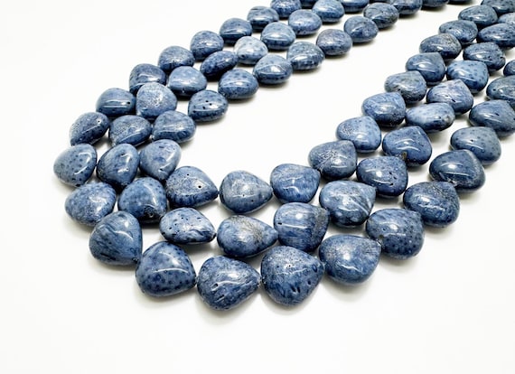 Natural Blue Coral Teardrop Beads Organic Freeform Teardrop Approx 6x12x13mm | 16" Strand | Ocean Blue Coral | Jewelry Making Supplies BC7