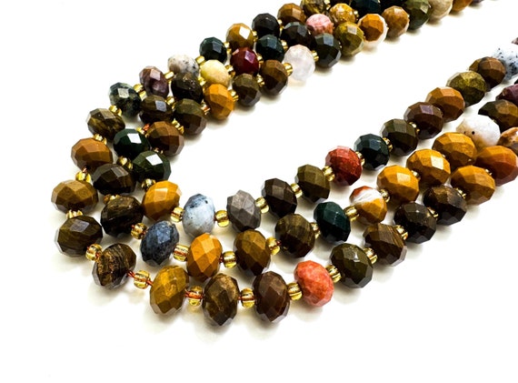 Natural Mookaitee Faceted Rondelle 5mm x 8mm Gemstone Beads - PGS321