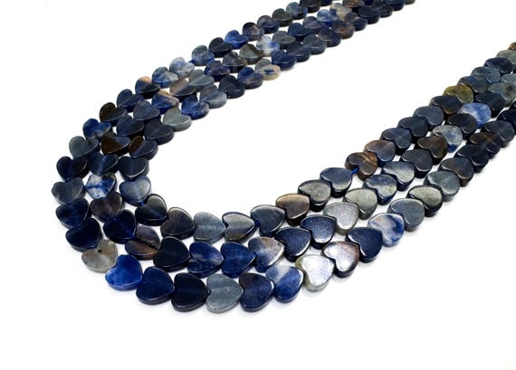 Natural Blue Aventurine Flat Heart Beads: 6mm Gemstone Jewelry Making - PGS411