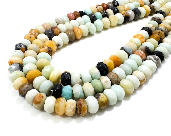 Natural Amazonite Beads, Amazonite Faceted Rondelle Polished Smooth Gemstone - RDF01