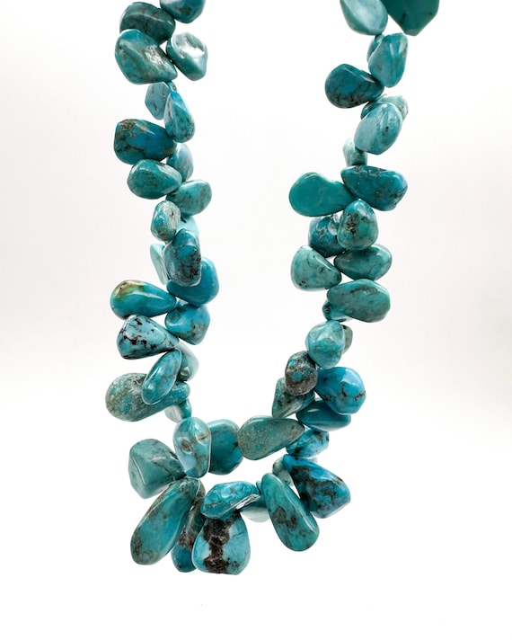 Genuine Sky Blue Graduated Arizona Kingman Turquoise Nugget Pear Teardrop Natural Untreated Chip Turquoise Gemstone Beads - WHTQ17