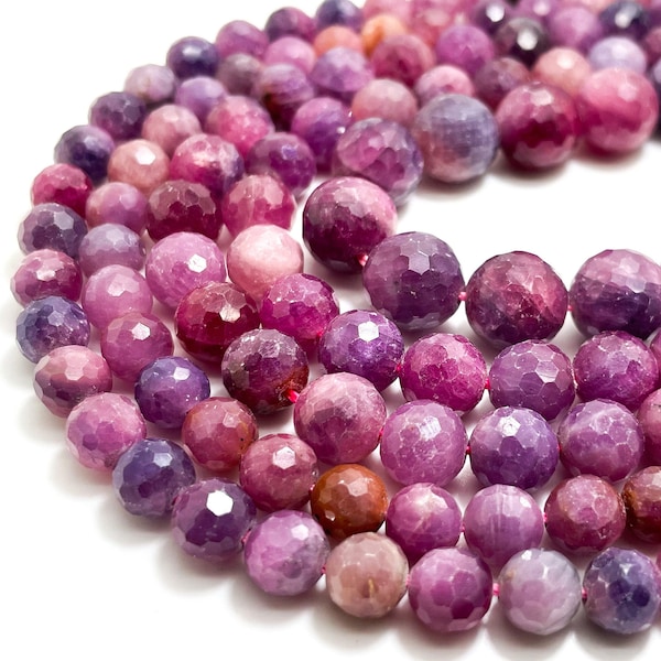 Red Ruby, Natural Ruby AAA Faceted Round Loose Gemstone Beads (5mm 6mm 8mm 10mm) - PG56