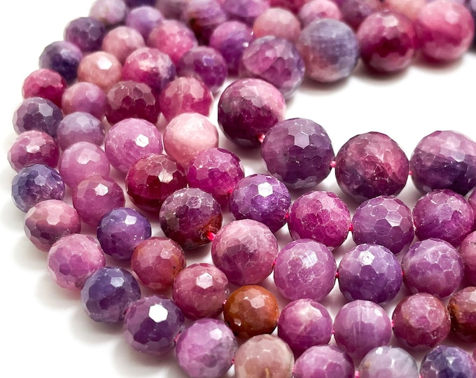 Red Ruby, Natural Ruby AAA Faceted Round Loose Gemstone Beads (5mm 6mm 8mm 10mm) - PG56