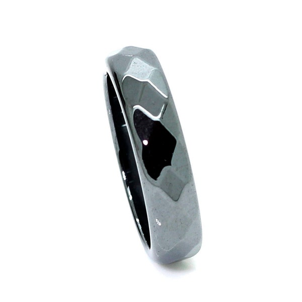 Faceted Black Hematite Basic Ring Band for Jewelry Necklace  Making Accessories Size 6 8 7 9 11.5 - R31