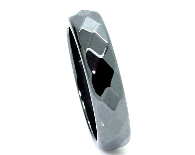 Faceted Black Hematite Basic Ring Band for Jewelry Necklace  Making Accessories Size 6 8 7 9 11.5 - R31