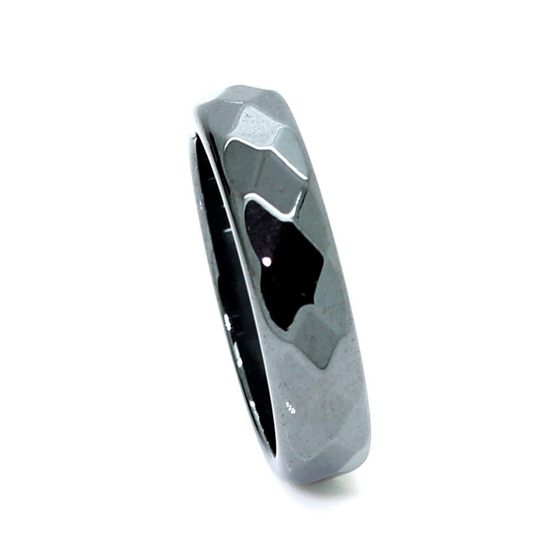 Faceted Black Hematite Basic Ring Band for Jewelry Necklace  Making Accessories Size 6 8 7 9 11.5 - R31 