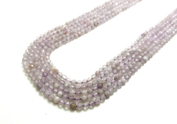 Kunzite Beads, Natural Purple Kunzite Faceted Round 3mm Gemstone Beads Rock Stone - RNF124E