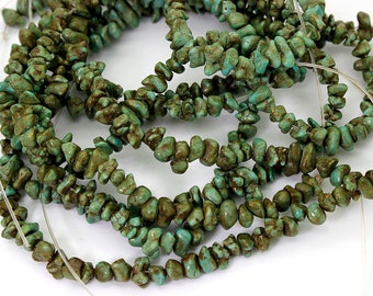 Natural Turquoise Beads, Genuine Turquoise Smooth Rough Rondelle Nugget Chip Loose Gemstone Beads (Assorted Size) - PGS267