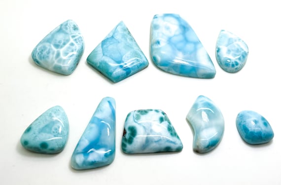 Natural Dominican Larimar Cabochons Rock Gemstone Round Small Oval Flat Rectangle Beads for Pendant Grade AAA - PGL42B